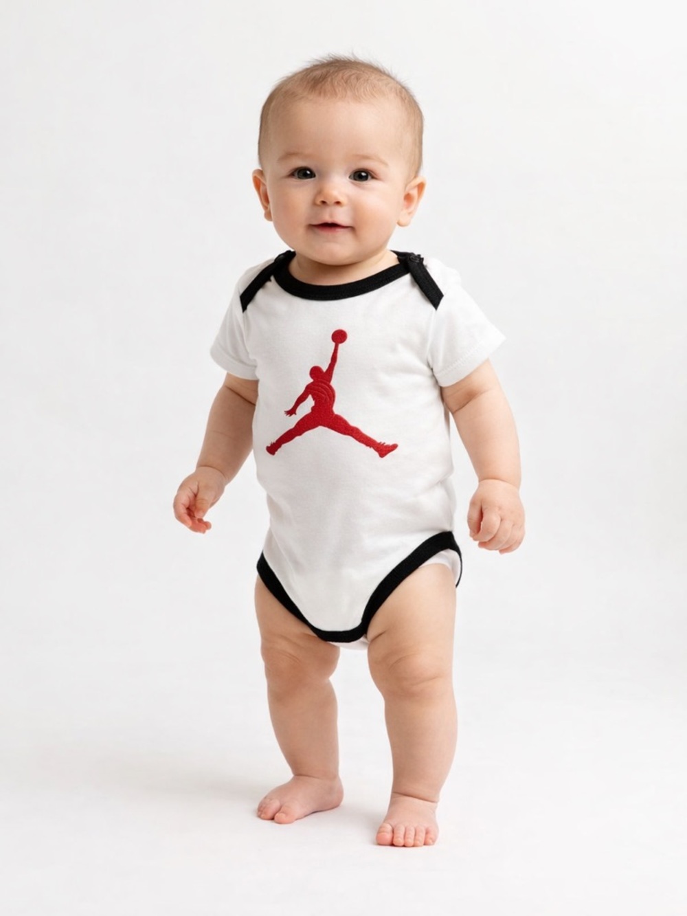 ✅ Nike Jordan Baby Boy Onesie 0-3 Months Red Jumpman White Bodysuit  NWOT Style